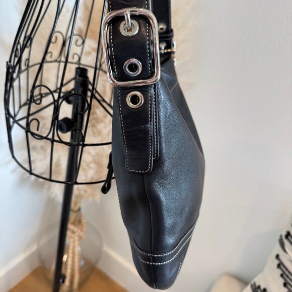 COACH Vintage 1415 Soho Black Leather Crossbody Shoulder Bag Hobo - Picture 6 of 15